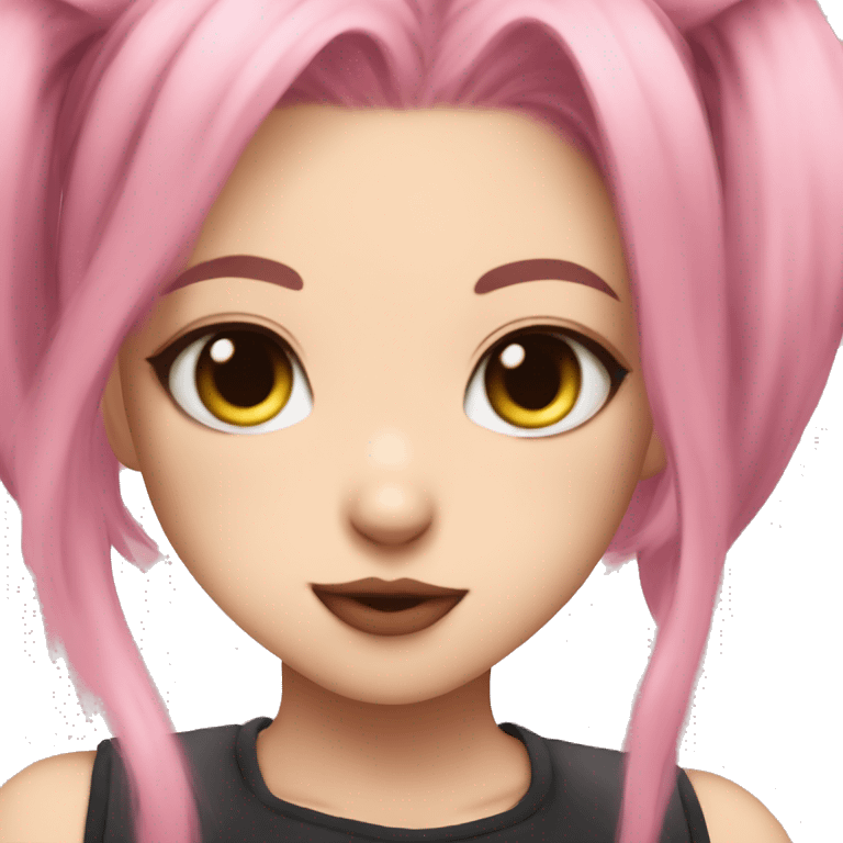 Anime cat girl pink hair puckered lips emoji