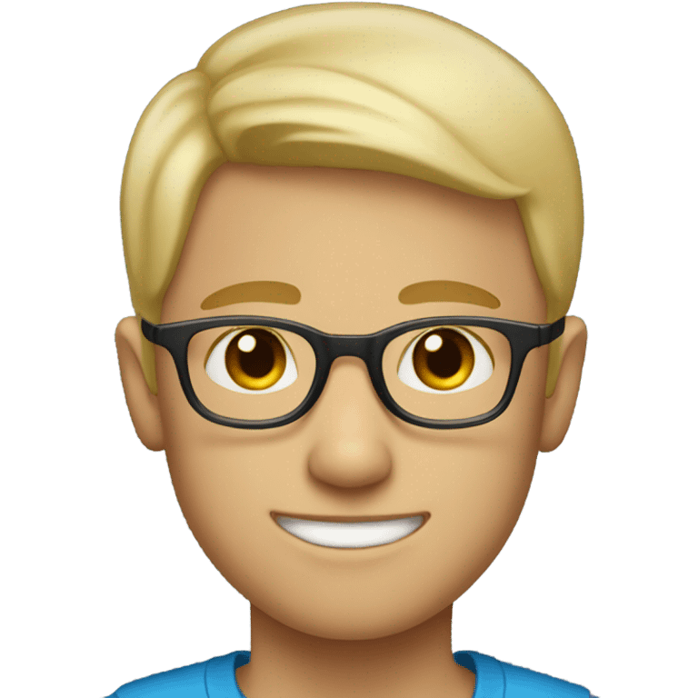 blonde short hair boy with glasses blue ey emoji