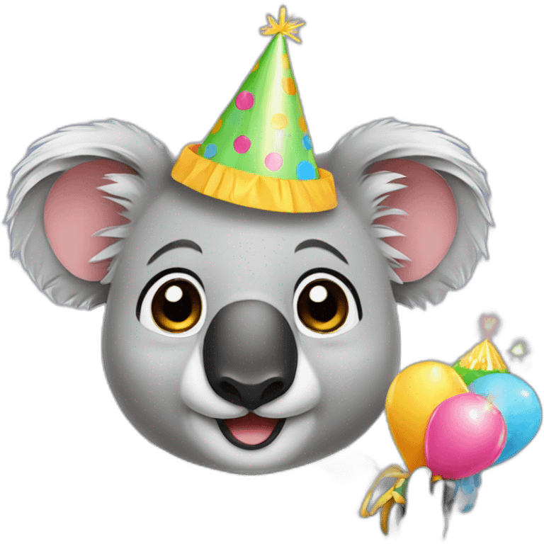 Koala with birthday hat emoji