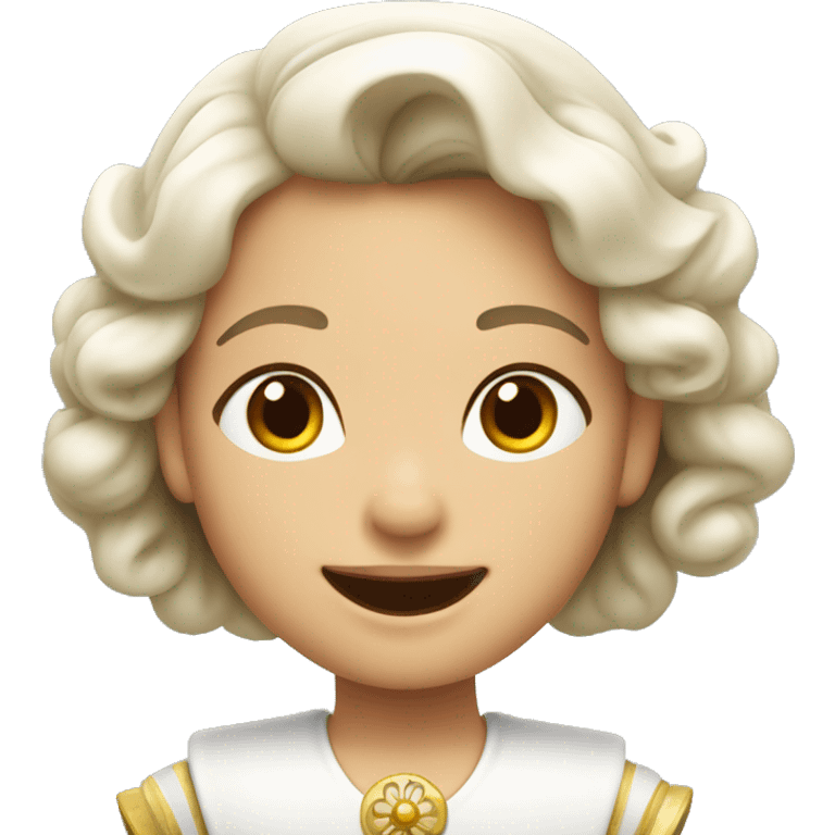 Niña de tez blanca con un corona sonriendo  emoji