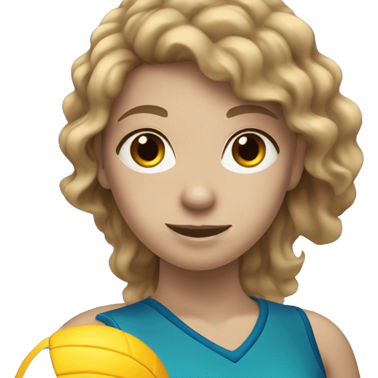 Girl with white skin and brown wavy hair playing volleyball emoji