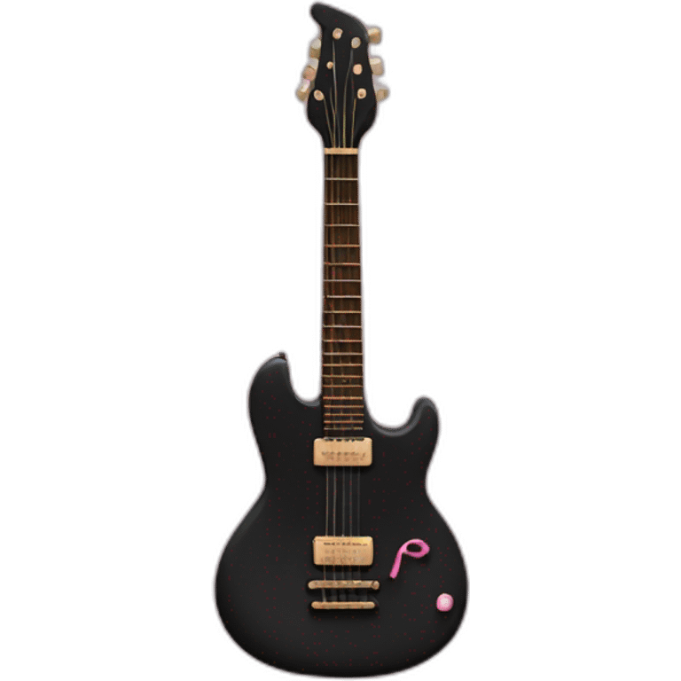 Black guitar with a thin coquette pink bow  emoji