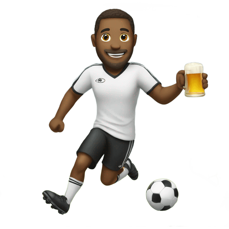 Man with beer playing soccer emoji