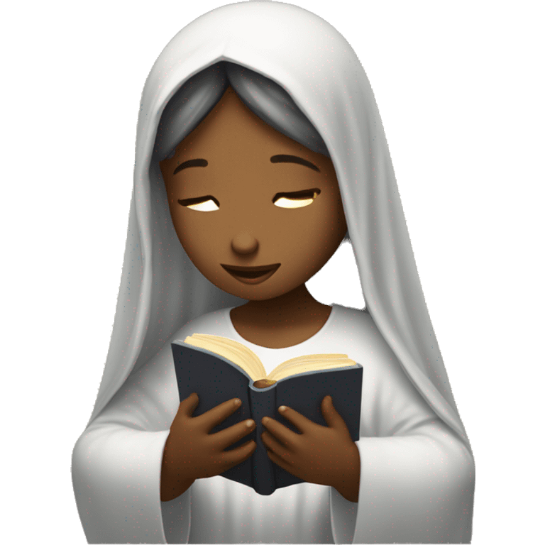 Christian girl with a veil praying and reading Bible emoji