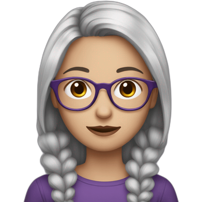 a caucassian girl with purple and brown hair, silver glasses emoji