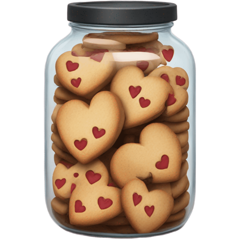 realistic jar with heart shaped cookies emoji