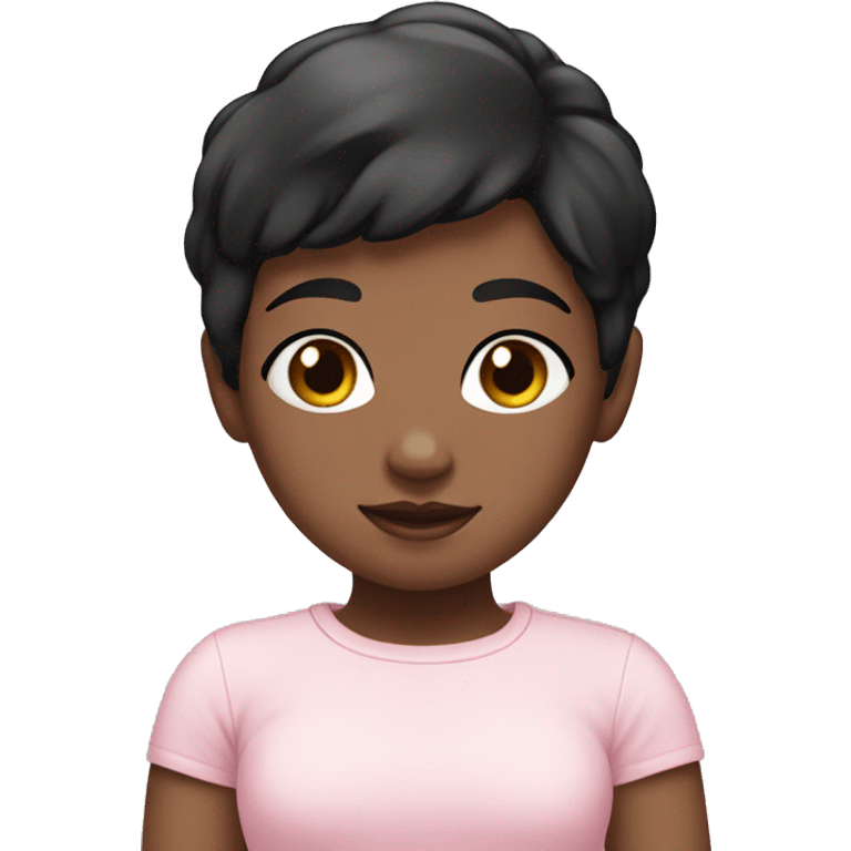 girl with baby pink shirt and white skin and black short hair emoji