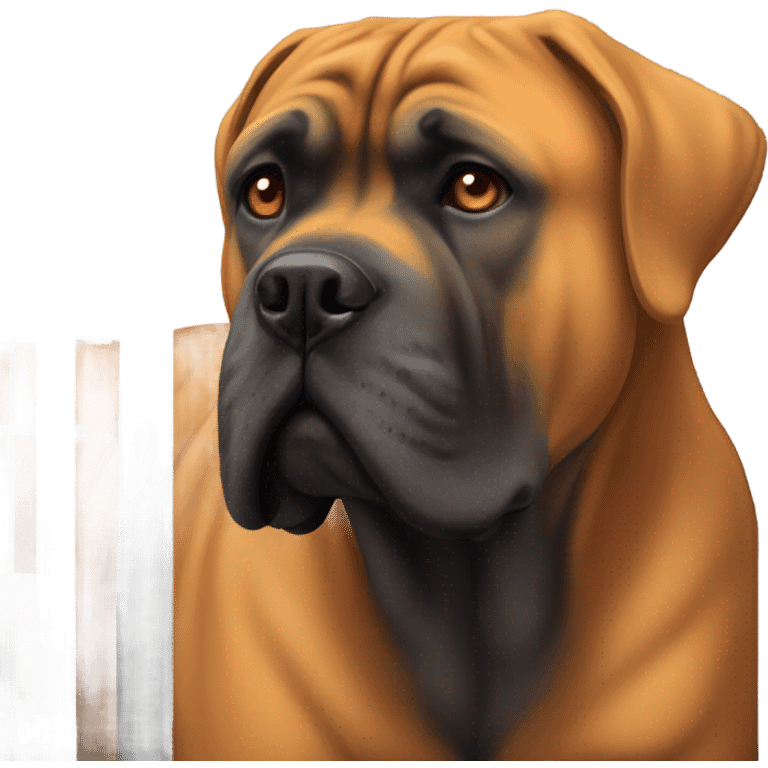 An orange - colored Cane Corso in jail. emoji