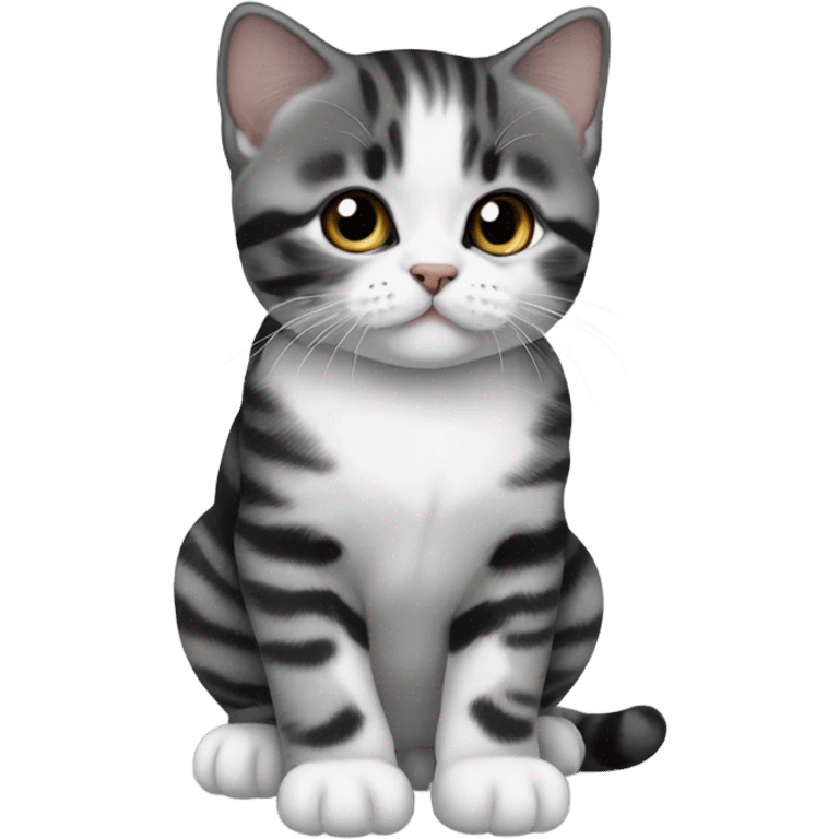 Black and white tabby British shorthair kitty emoji