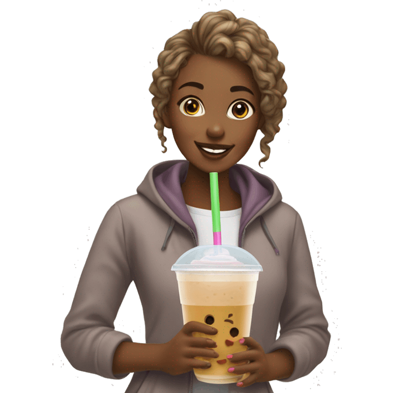 fille qui offre un bubble tea à sa copine emoji