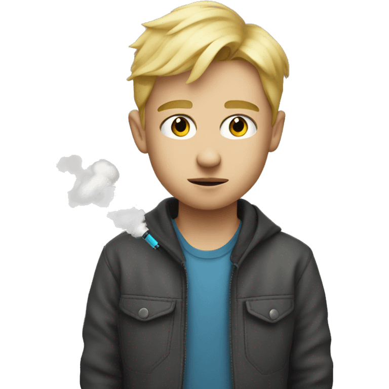 blonde boy portrait looking at viewer vape emoji