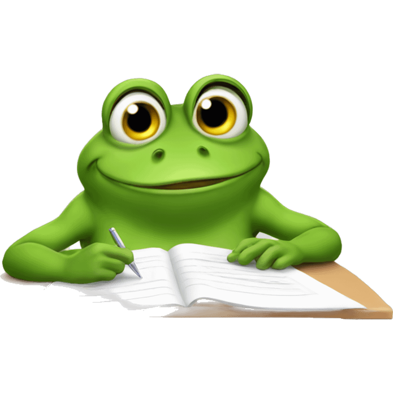 Frog taking exam emoji