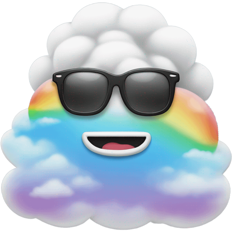 Cloud rainbow colored wearing sunglasses smikey face  emoji