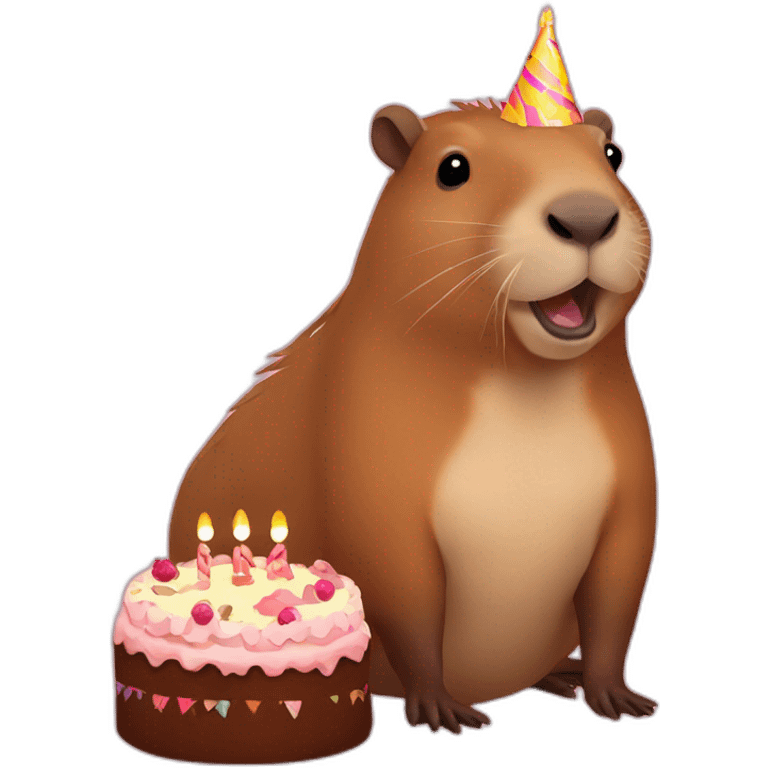 Capybara with a birthday cake emoji