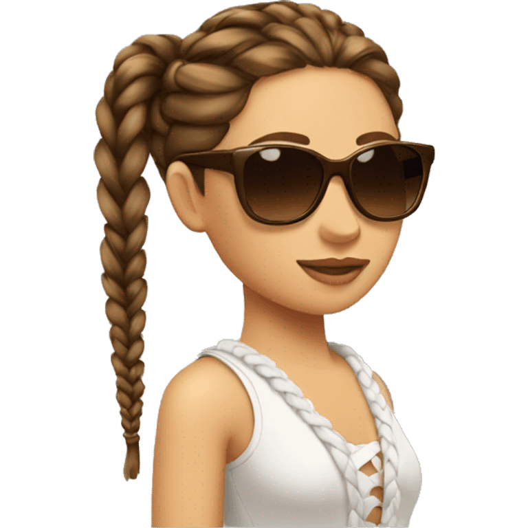 amazon with French braids, brown hair and sunglasses emoji