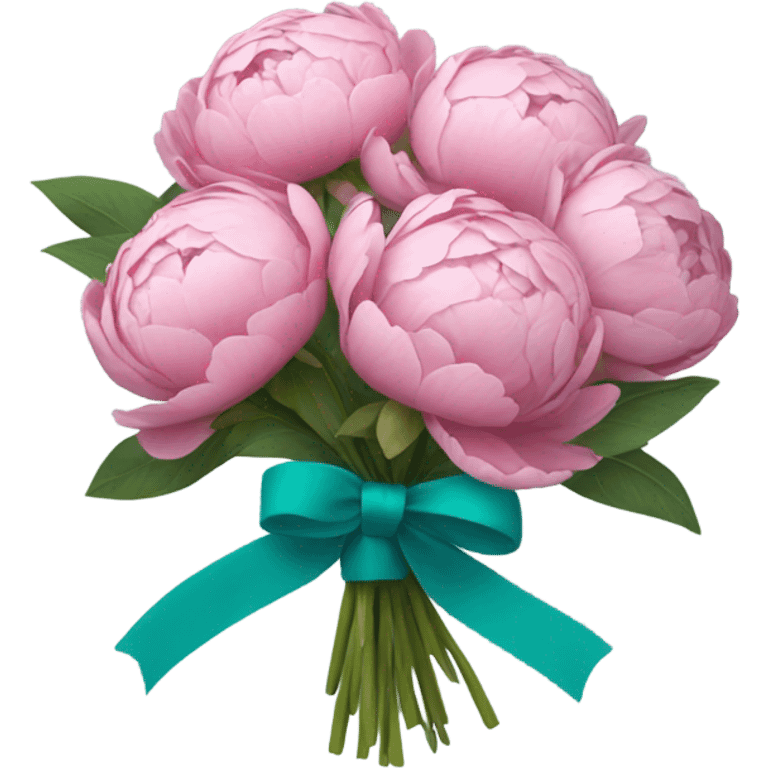 Peony bouquet with a teal ribbon emoji