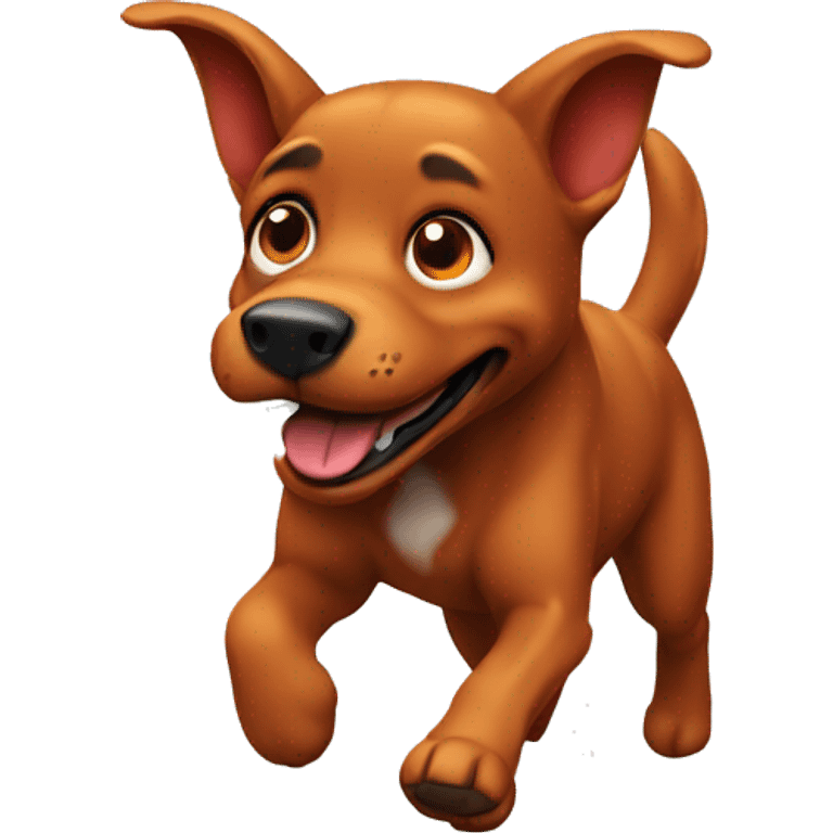 solid red dog with pointed ears running emoji