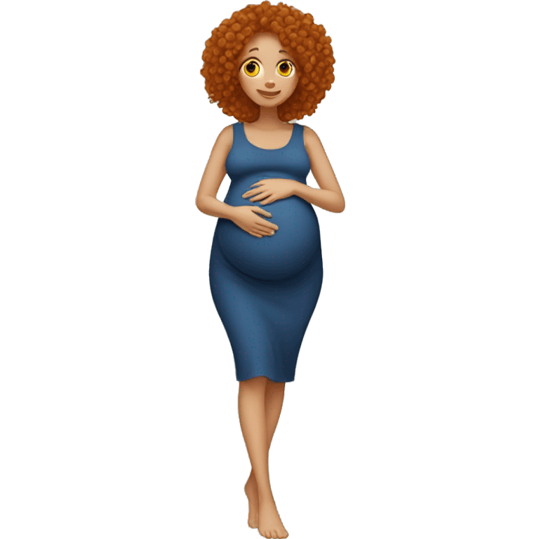 pregnant woman with ginger curly hair emoji