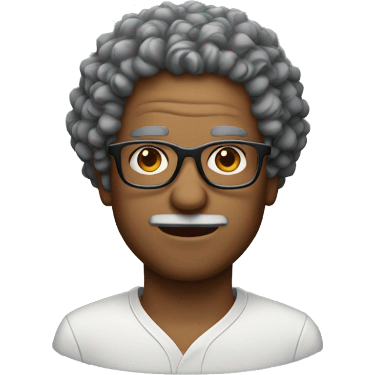 curly hair aged man with glasses emoji