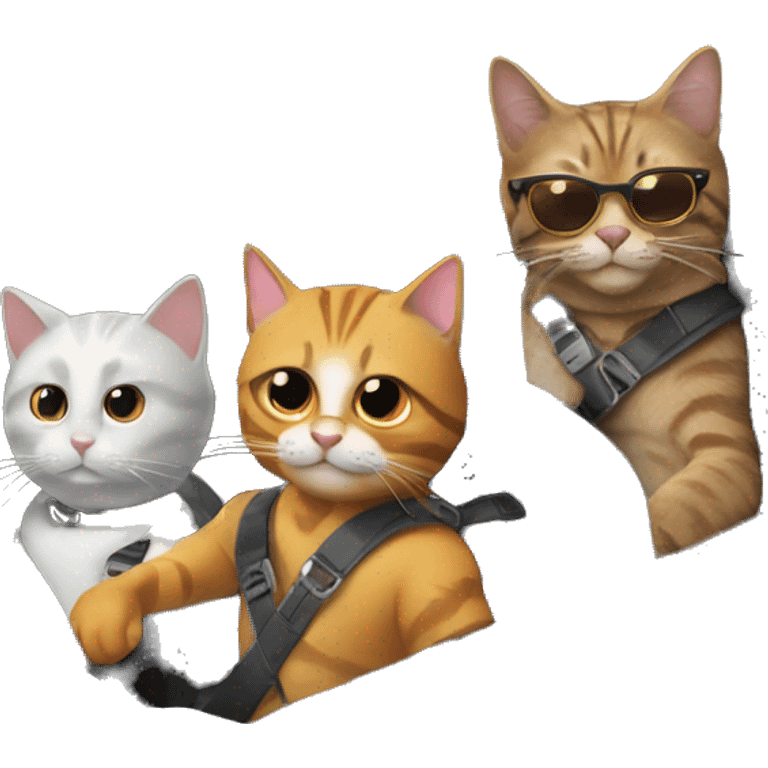 three cool cats in a porsche emoji