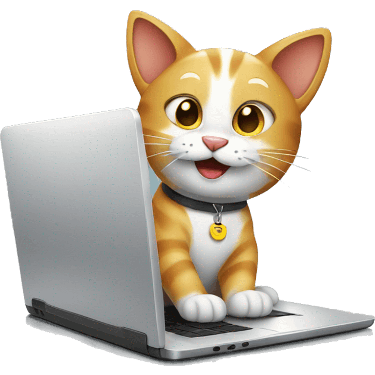 happy cat working on a laptop emoji