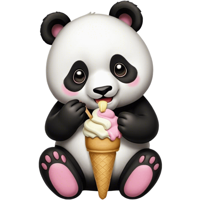 Panda eating ice cream emoji