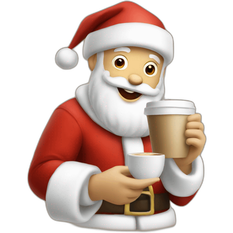 Happy Santa drinking coffee emoji