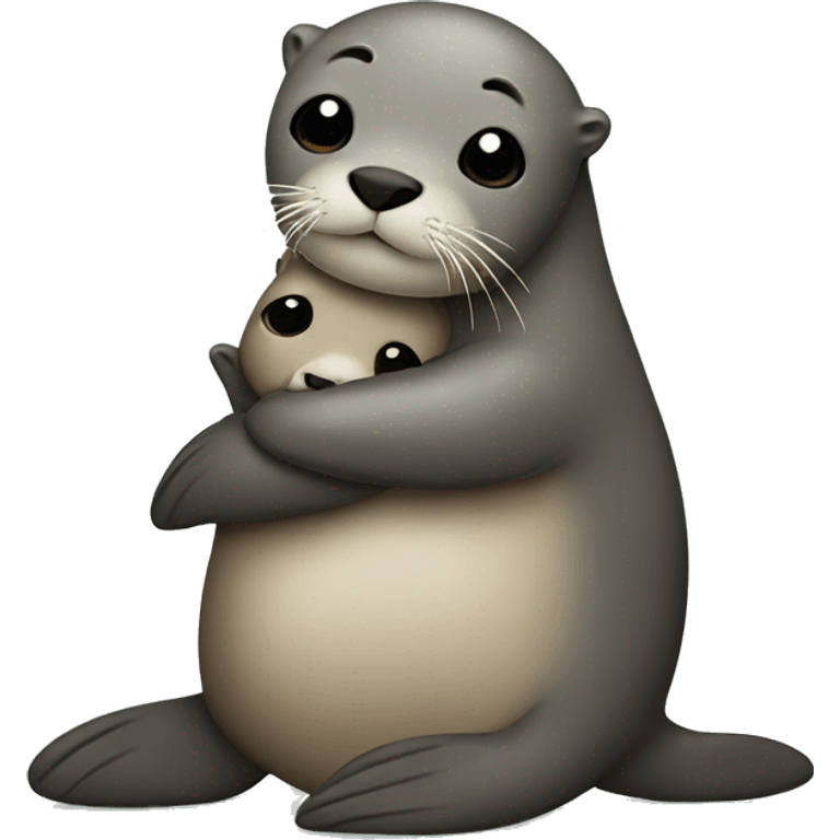 Seal hugging otter emoji