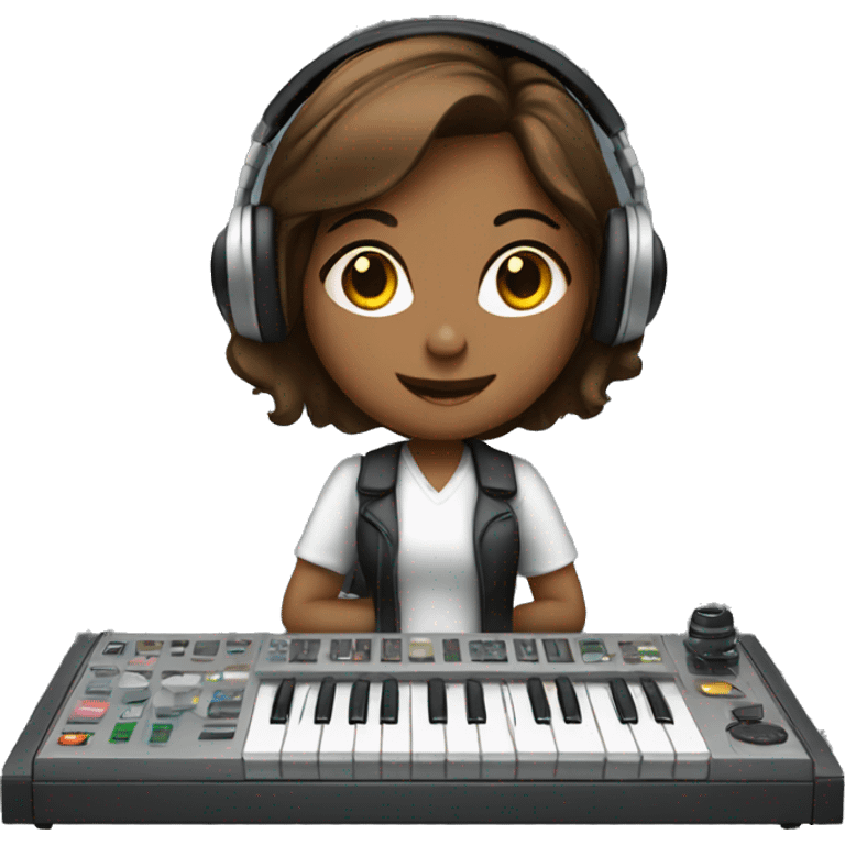 Audio technician girl with an audio desk emoji