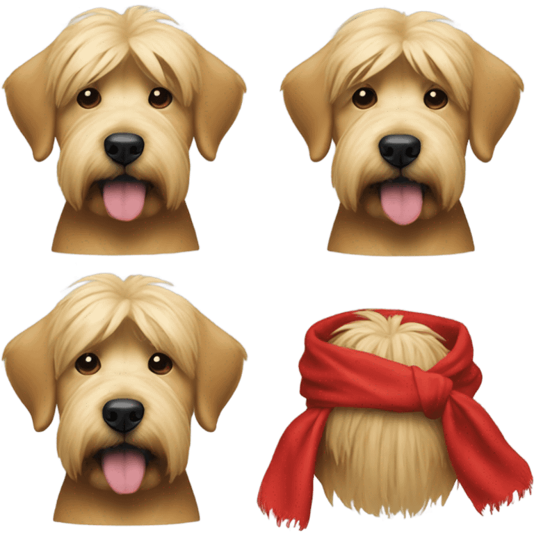 Real President Donald trump with a wheaten terrier wearing a red bandana emoji