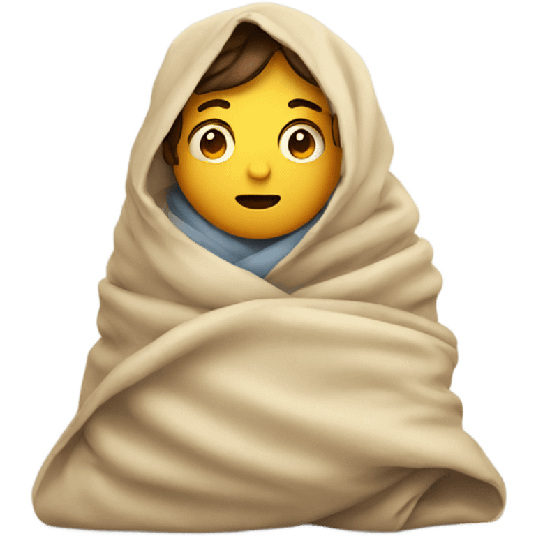 Person wrapped up in blankets like a burrito emoji