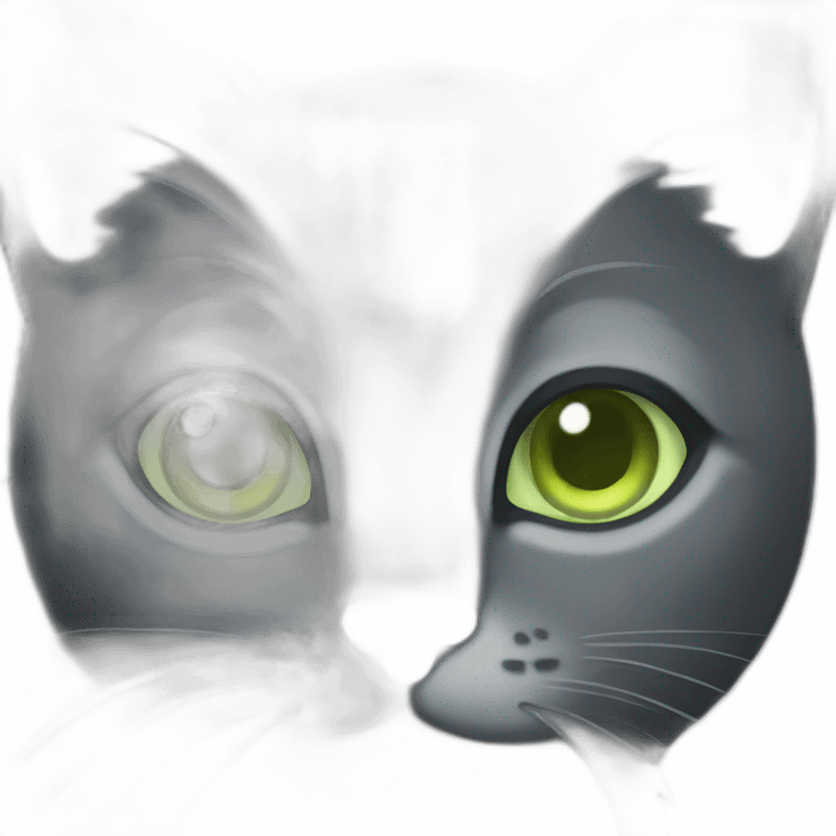 Dark gray cat with light green eyes  emoji