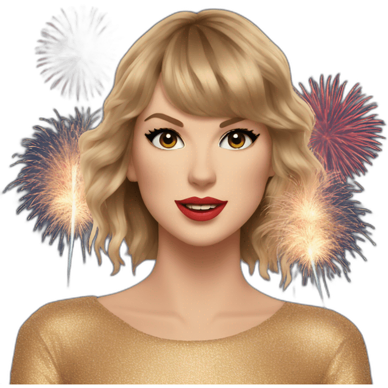 Taylor Swift with fireworks emoji