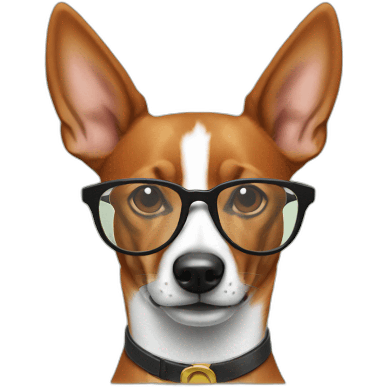 Basenji in glasses emoji