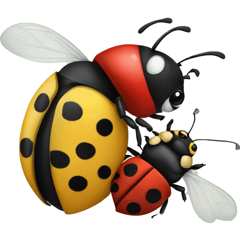 ladybug and bumblebee hugging emoji