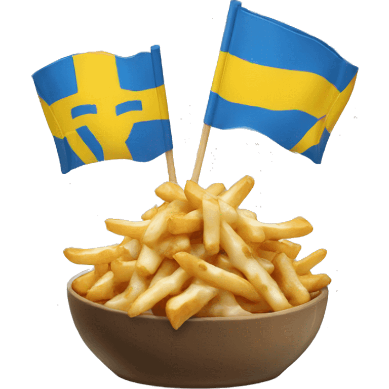 Poutine avec le drapeau ukrainien  emoji