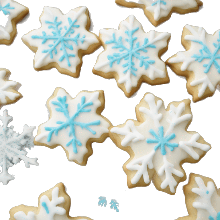 Sugar cookie with cream frosting snowflakes  emoji