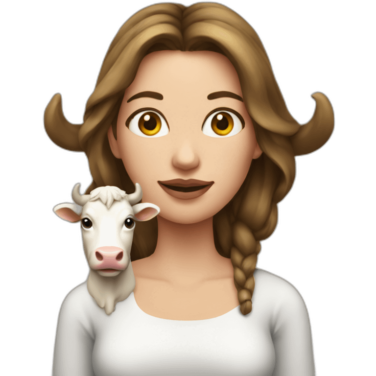 Femme se transforme en vache emoji