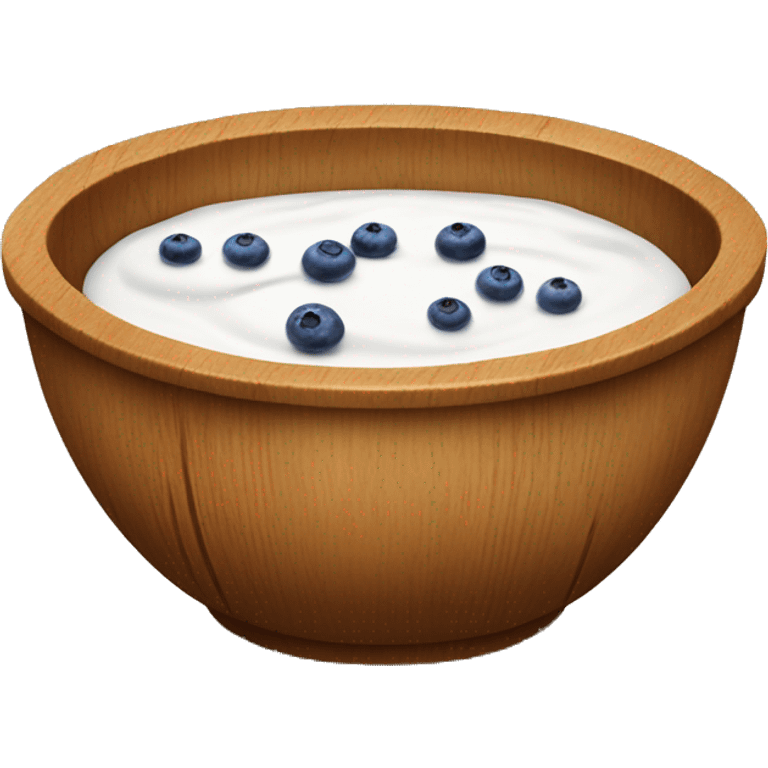 wooden bowl with white yogurt and blueberries in the middle emoji