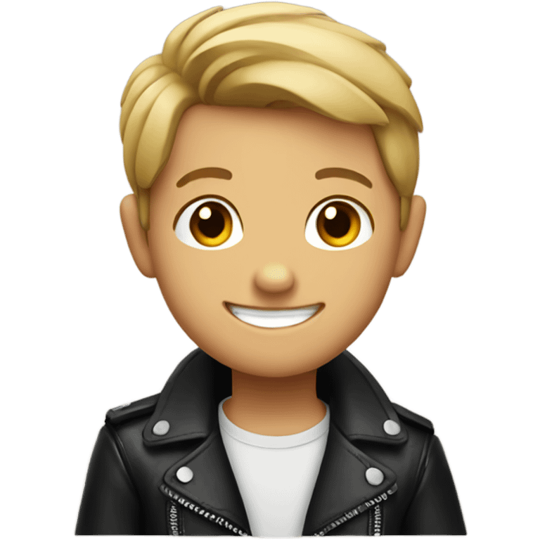 smiling boy in leather jacket emoji