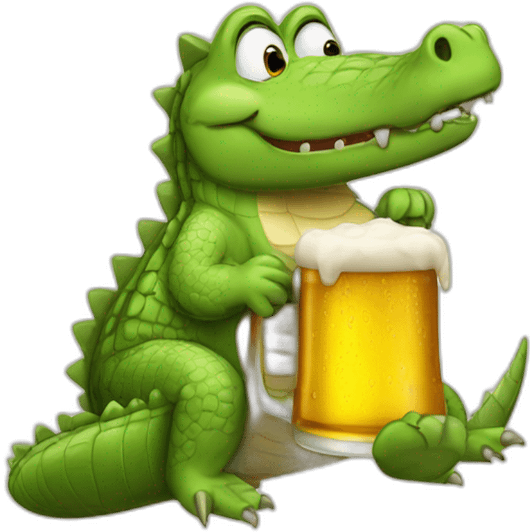 crocodile with beer emoji