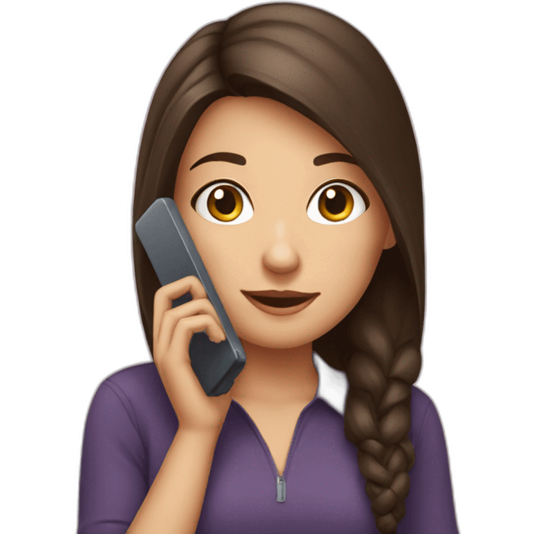 brunette girl with a phone, girl with a computer emoji