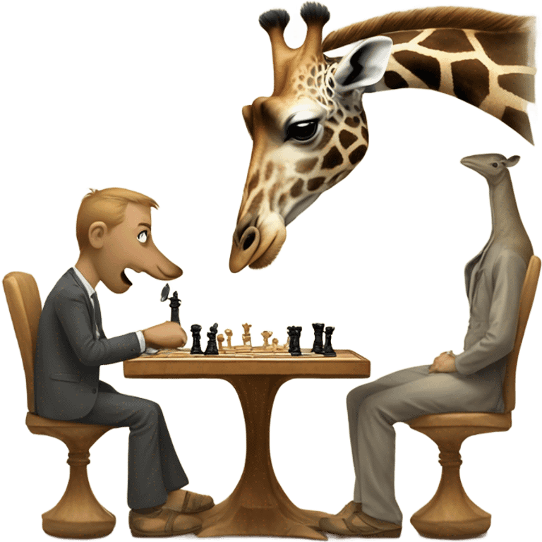 Giraffe playing chess with a stingray  emoji