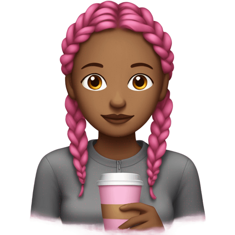 brownskin girl with braids and edges done with her eyes closed with a pink girl drinking coffee emoji