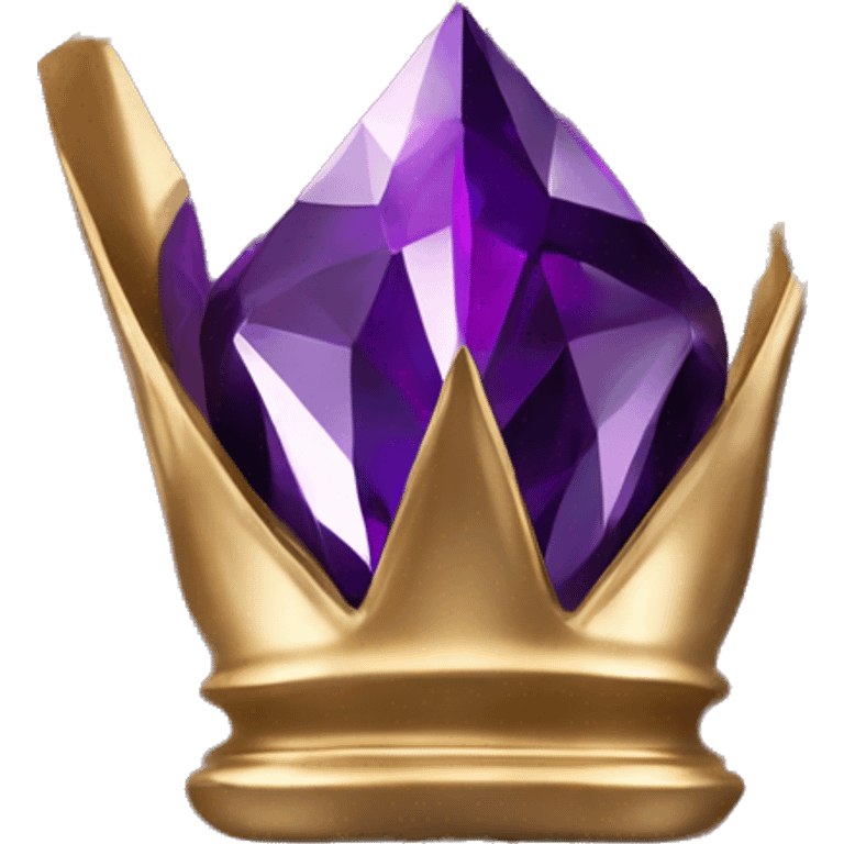 sculpture crown with a geometric faceted design. The crown is sparkling and standing upright on a base with angular and baroque features. The vibrant midtone subtlety of dark purples highlights the sharp edges and planes.  emoji