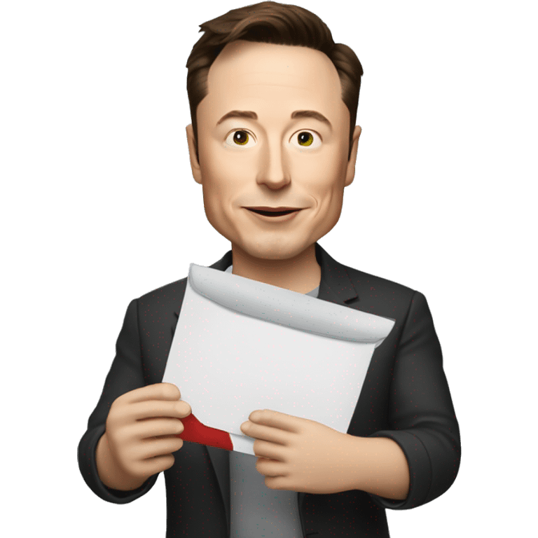 elon musk holding notification letter emoji