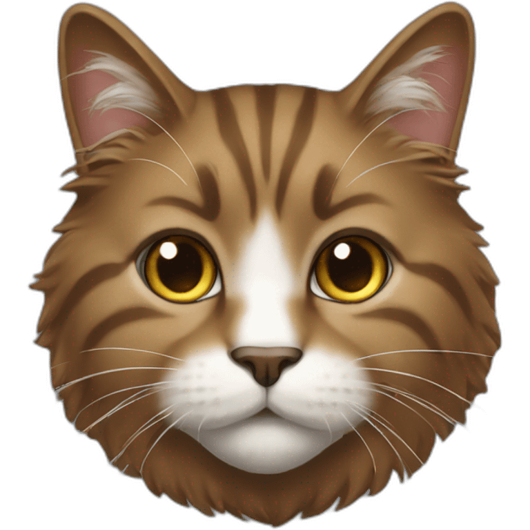 brown, fluffy cat with a white muzzle emoji