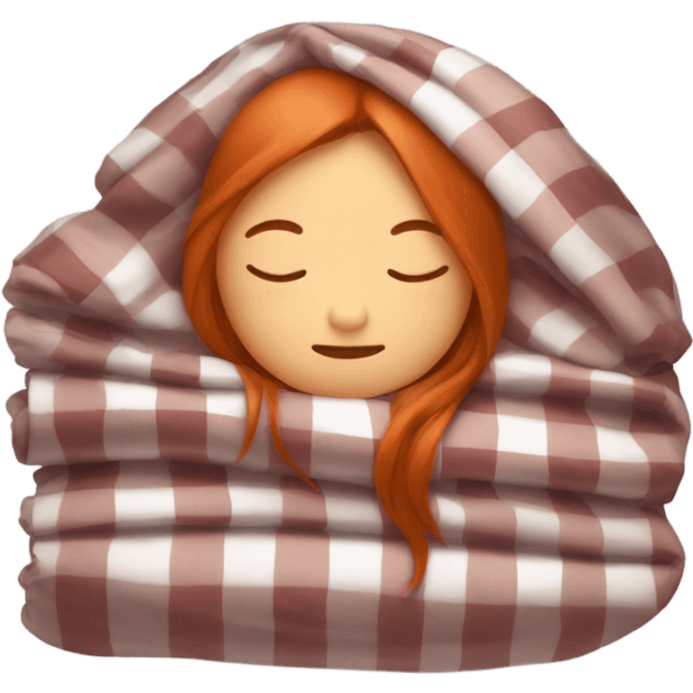 Sleeping redhead with straight long hair with a blanket over her emoji