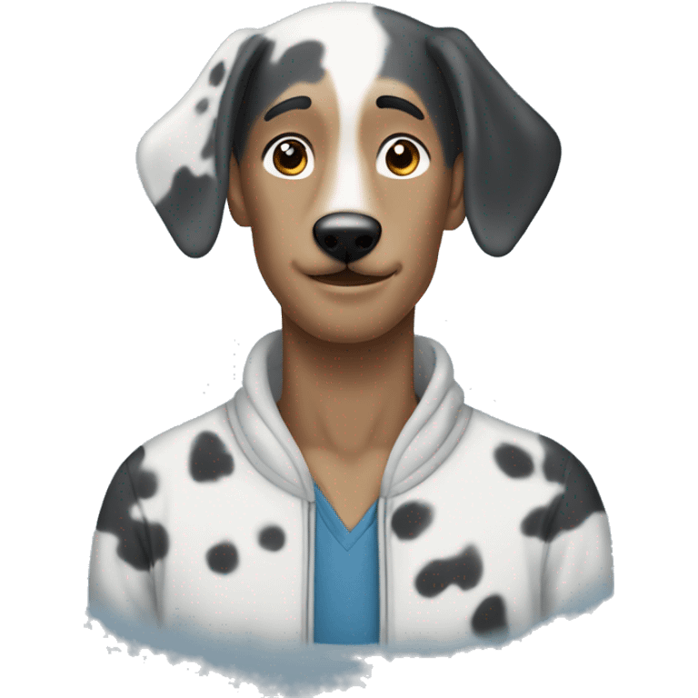 Asian man with blue Merle great dane emoji