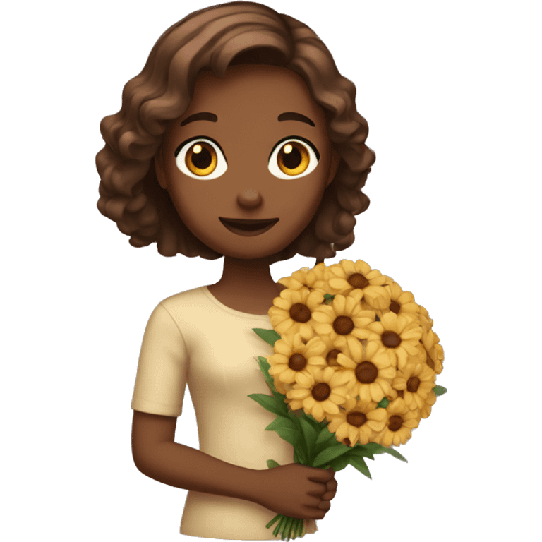 girl with brown bouquet emoji